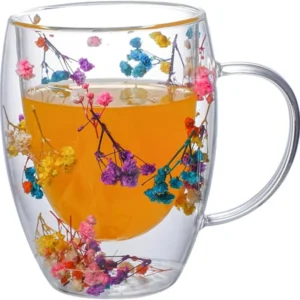 Sklenený pohár s kvetmi FLORA